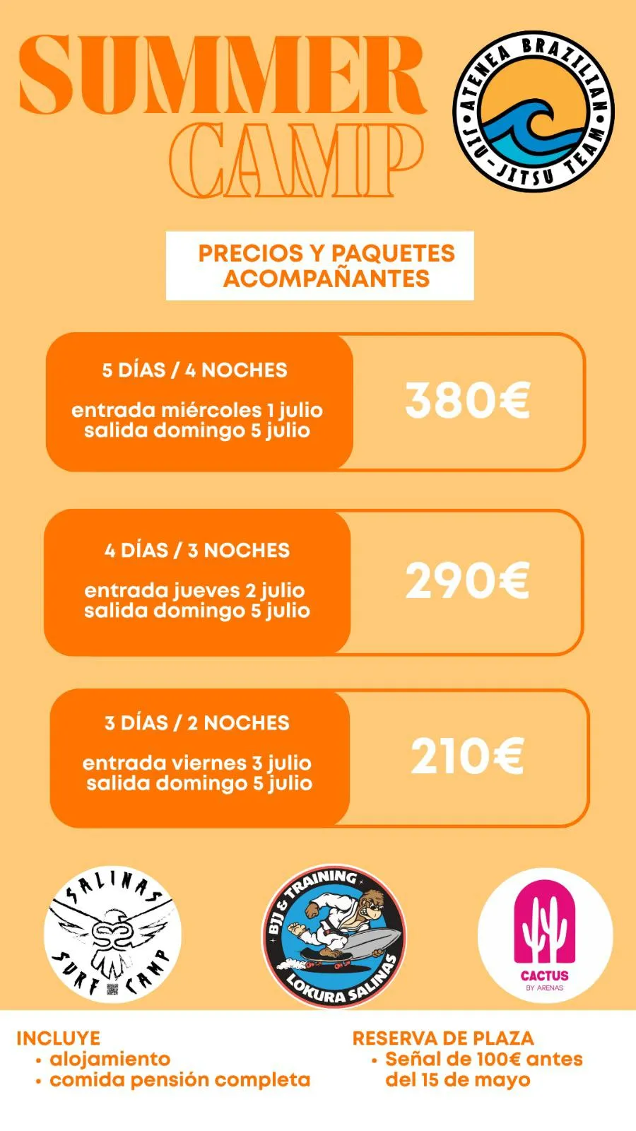Precios Summer Camp BJJ + Surf 2025